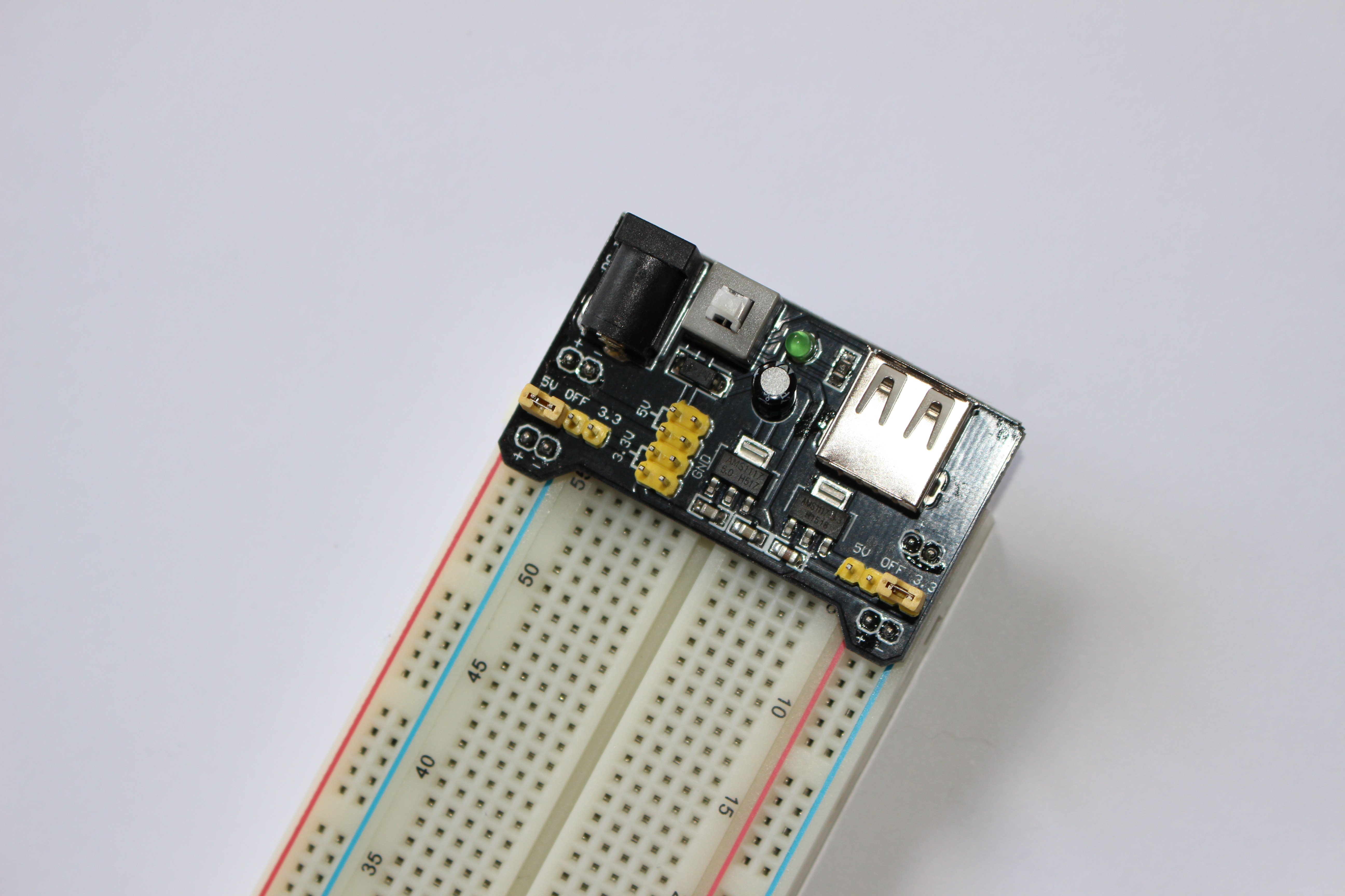 Power transformer on breadboard