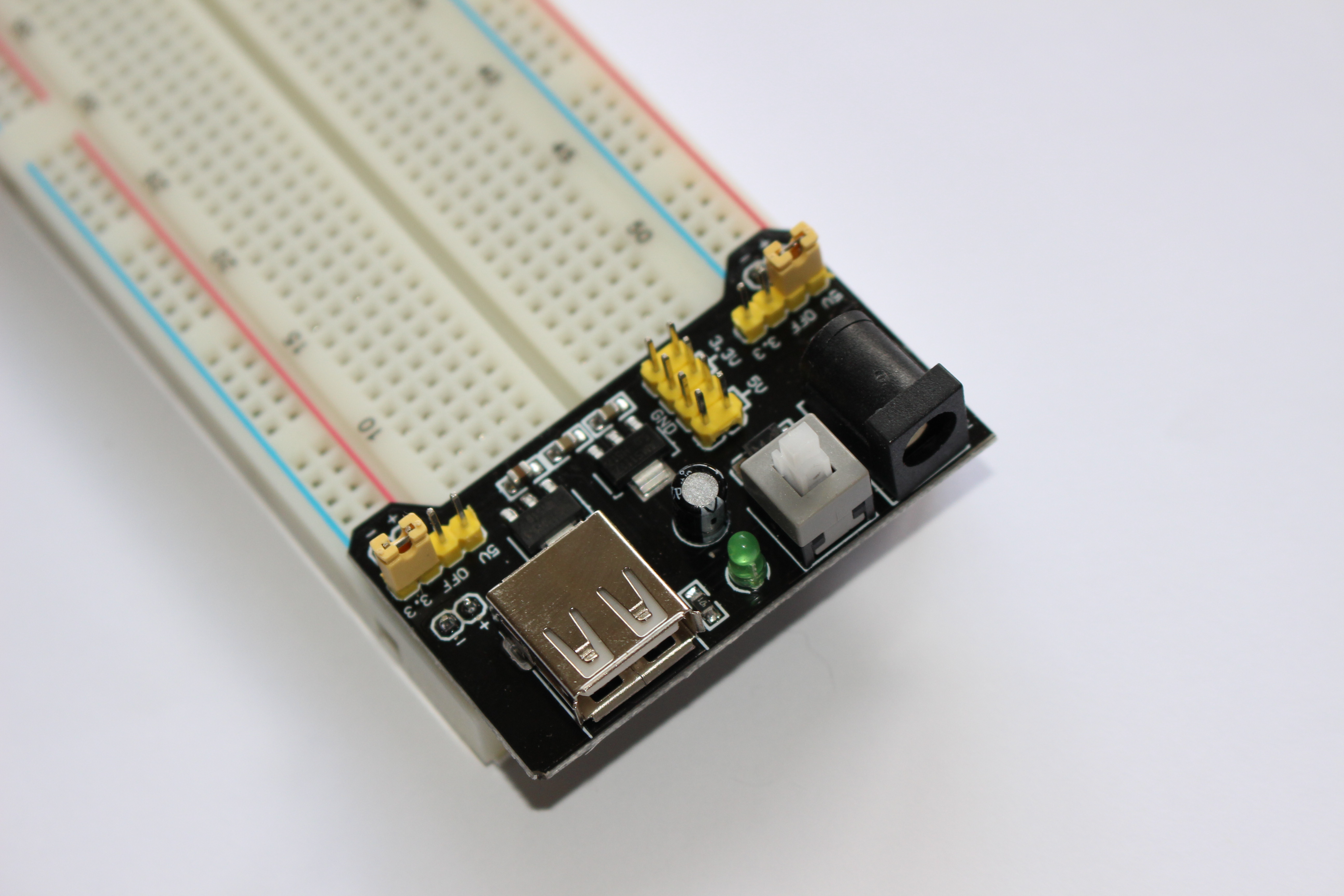 Power transformer on breadboard