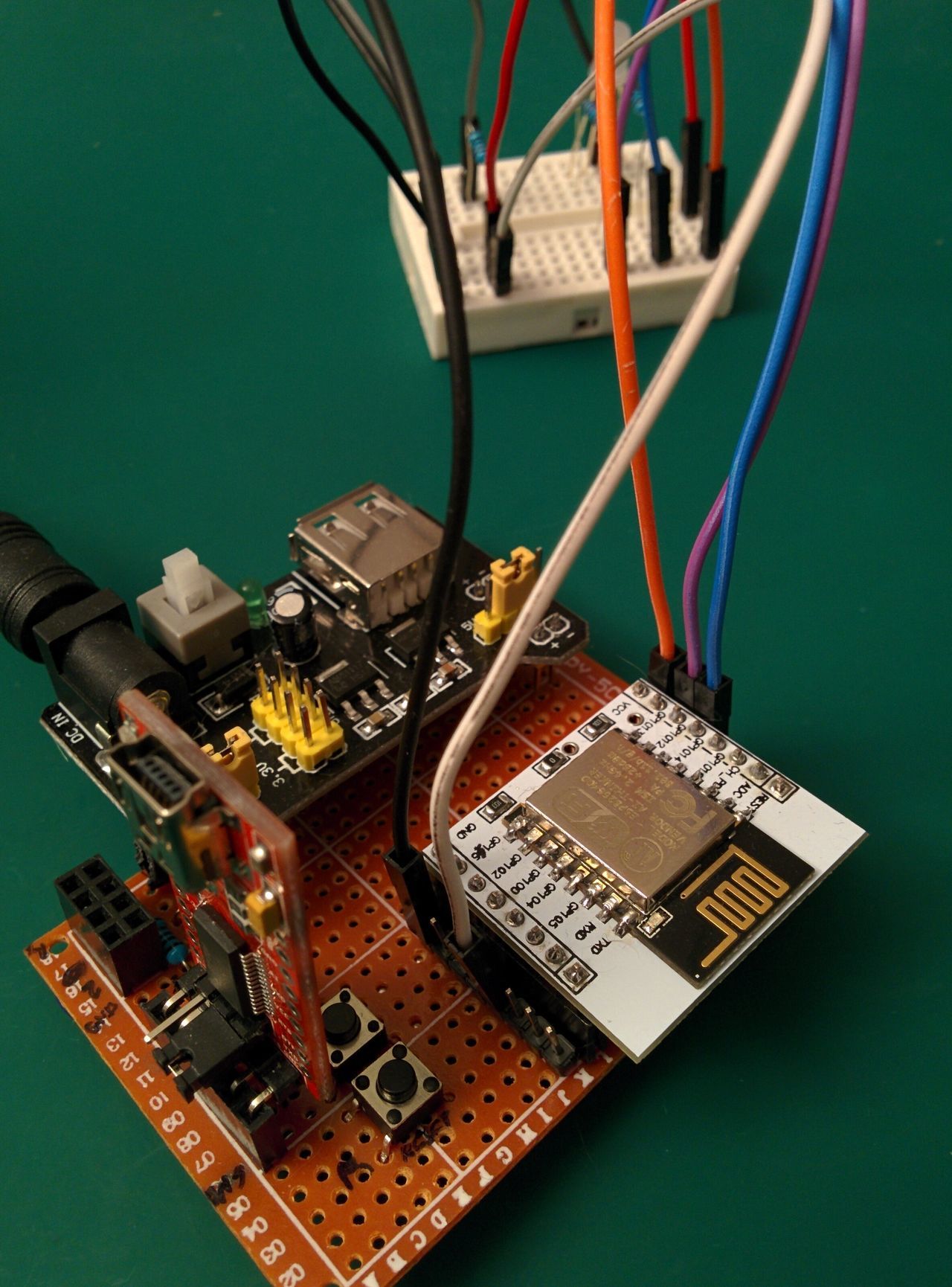 Perfboard with components