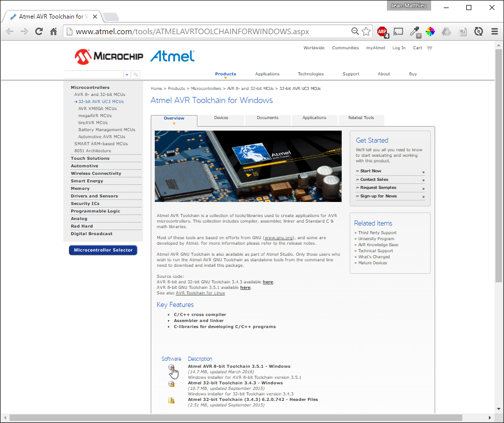 Atmel website