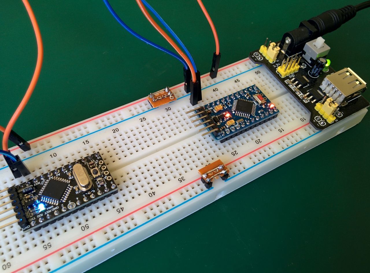 Arduino Pro mini on breadboards