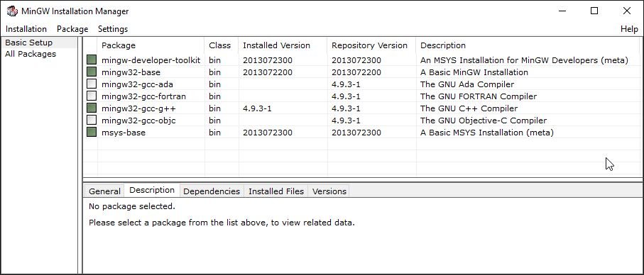 MinGW packages