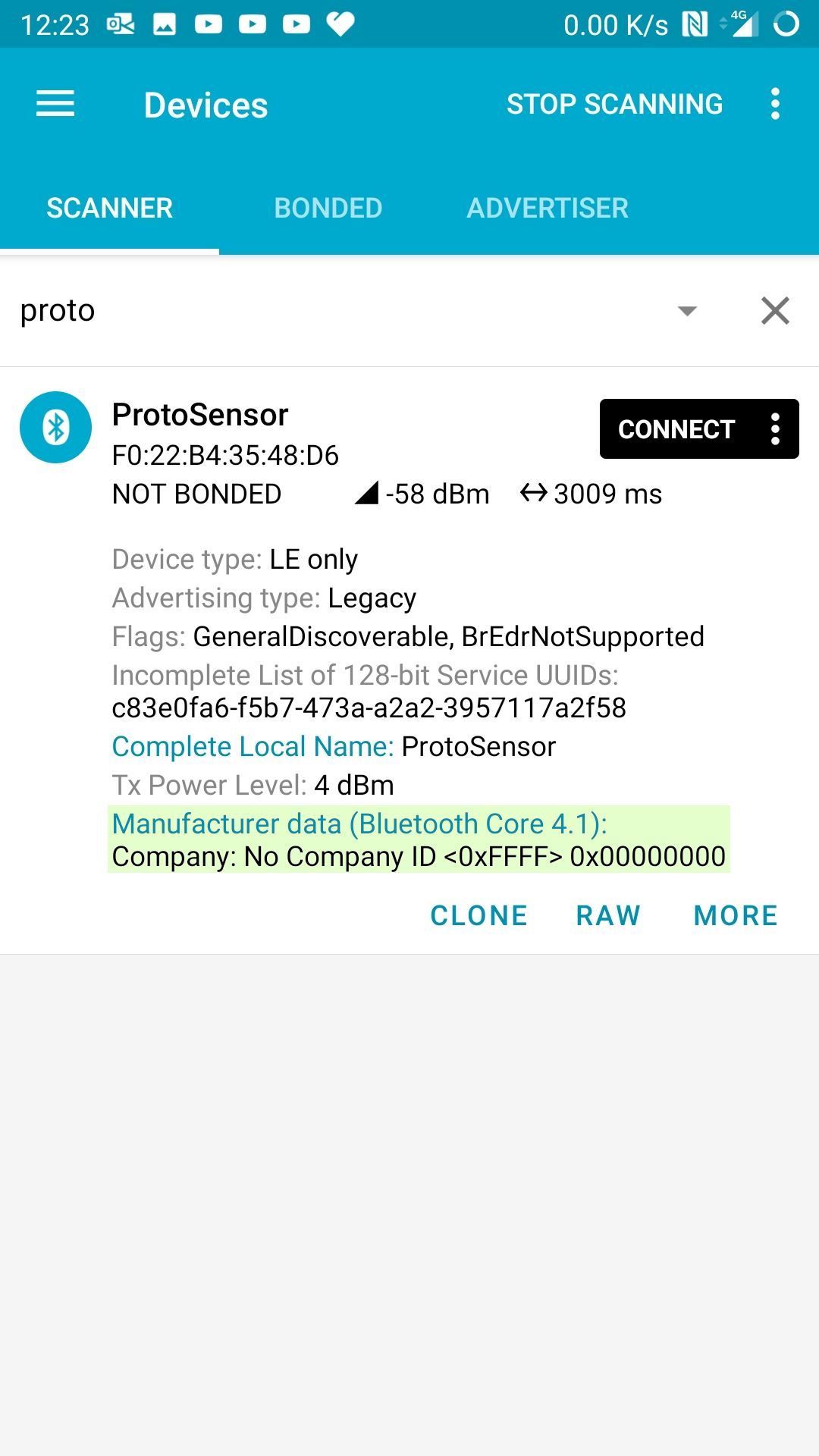 BLE sensor with the nRF51822 chip